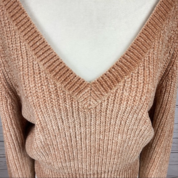 UO Tan Semi-Cropped Chunky Knit Chenille Sweater S - Picture 6 of 11